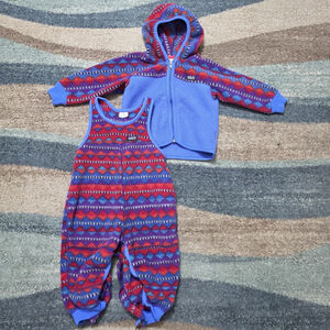 Vintage Patagonia Baby Fleece Set 2T Made USA 90s Geometric Jacket Romper